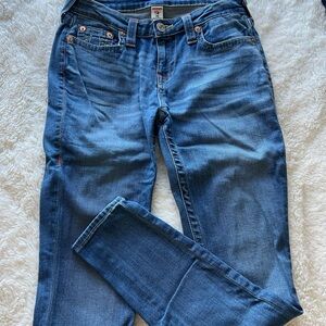 True Religion Women's Straight Leg Blue Jeans
